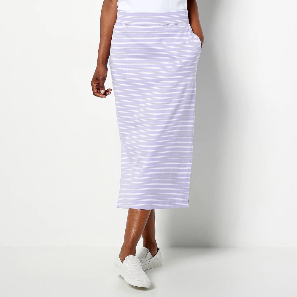 Isaac Mizrahi Live! Petite Essentials Pima Lilac Skirt 3X New purple striped